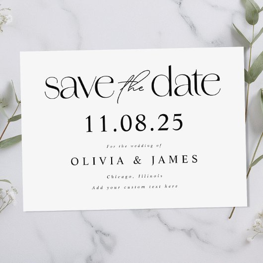 Moderne Minimal-Chic-Hochzeit ohne Foto Save The Date
