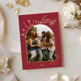 Moderne Minimal Chic Rote Typografie Galentines Folien Feiertagskarte