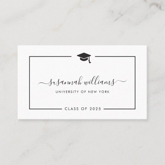 Moderne Minimal-Chic-Script-Abschluss-Calling Card Visitenkarte (Vorderseite)