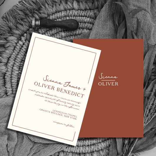 Moderne Minimal Chic Terracotta an der Grenze Einladung