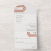 Moderne Minimal Chic Terracotta Rost Hochzeit All In One Einladung (Innen)