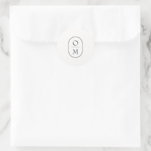Moderne Minimal Couple Monogramm Hochzeit Aufklebe Runder Aufkleber