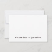 Moderne Minimal Couple's Vielen Dank Hinweis Mitteilungskarte (Rückseite)