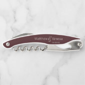 Moderne Minimal Couple's Wedding Date Burgundy Kellnermesser (Rückseite)