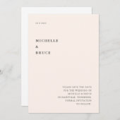 Moderne Minimal Cream Typografy Wedding Save The Date (Vorne/Hinten)