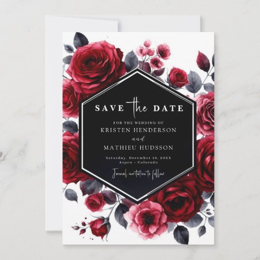 Moderne Minimal Crimson Red Wedding Save The Date (Vorderseite)