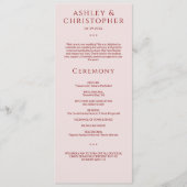 Moderne Minimal Crimson & Rose Hochzeit Programm (Vorderseite)