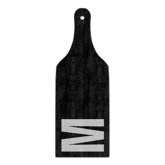 Moderne Minimal Custom Monogram Black Gray Schneidebrett (Vorderseite)