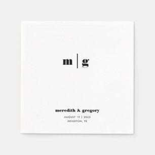 Moderne Minimal Custom Monogram Wedding Serviette