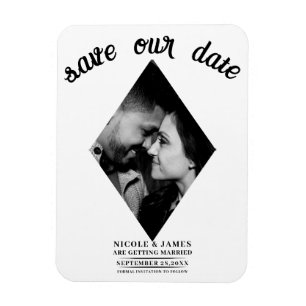 Moderne Minimal Diamant Foto Hochzeit Termin vorme Magnet
