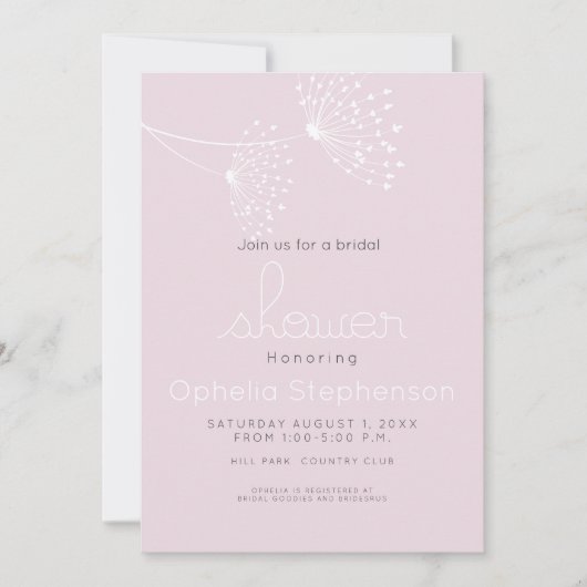 Moderne Minimal Doodle Blume Rose Rosa und Weiß Einladung (Vorderseite)