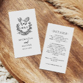 Moderne Minimal Doves & Script Hochzeitsdetails Begleitkarte