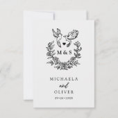 Moderne Minimal Doves & Script Wedding Online RSVP Karte (Rückseite)