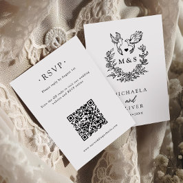 Moderne Minimal Doves & Script Wedding Online RSVP Karte