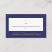 Moderne Minimal Dunkelblaue Imitate Gold Terminkarte (Rückseite)