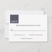 Moderne Minimal Dunkelblaue Monogram Elegante Hoch RSVP Karte (Vorderseite)