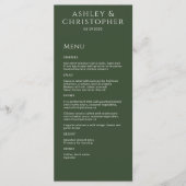 Moderne Minimal dunkle Moos Grüne Hochzeitsempfehl Menükarte (Vorderseite)