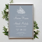 Moderne Minimal Dusty Blue Islamische Nikah Weddin Einladung