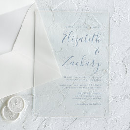 Moderne Minimal Dusty Blue Script Wedding Acryleinladungen