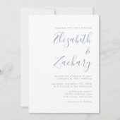 Moderne Minimal Dusty Blue Script Wedding Einladung (Vorderseite)