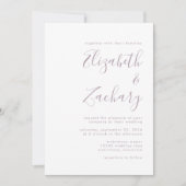Moderne Minimal Dusty Lavender Script Wedding Einladung (Vorderseite)