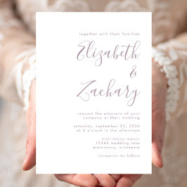 Moderne Minimal Dusty Lavender Script Wedding Einladung