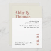 Moderne Minimal Dusty Pink Blush Stilvolle Hochzei Einladung (Vorne/Hinten)