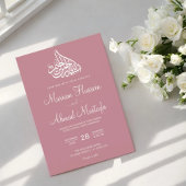 Moderne Minimal Dusty Pink Islamische Nikah Weddin Einladung