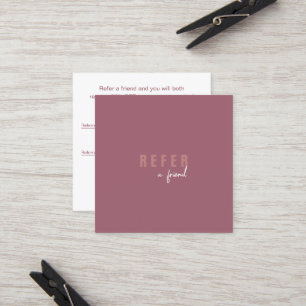 Moderne Minimal Dusty Rose Einfache Kunden Empfehlungskarte