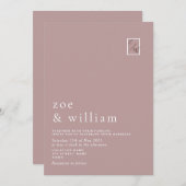 Moderne Minimal Dusty Rose Hochzeit Einladung (Vorne/Hinten)