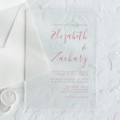 Moderne Minimal Dusty Rose Script Wedding Acryleinladungen