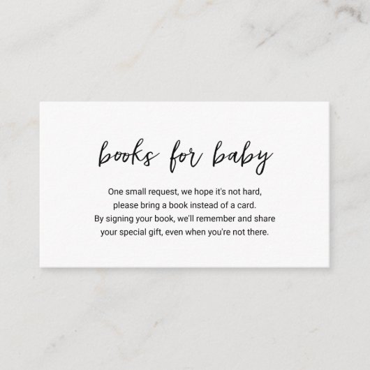 Moderne Minimal einfache Bücher für Babydusche Begleitkarte (Vorderseite)