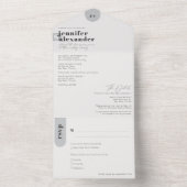 Moderne Minimal einfache graue Hochzeit All In One Einladung (Innen)