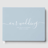 Moderne Minimal Elegante Chic Dusty Blue Wedding Gästebuch (Vorderseite)