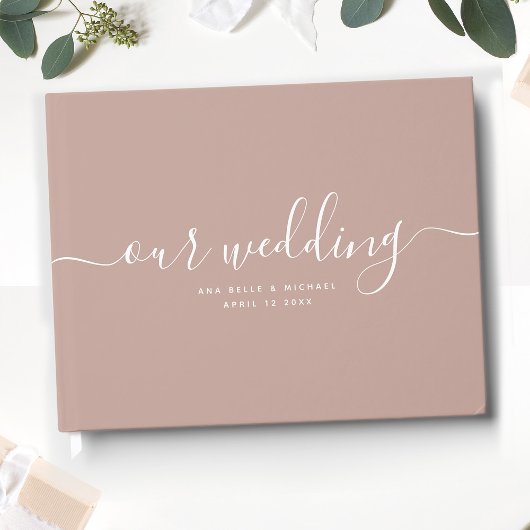 Moderne Minimal Elegante Chic Dusty Blush Wedding Gästebuch