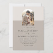 Moderne Minimal Elegante Foto Arch QR Code Hochzei Einladung (Vorderseite)