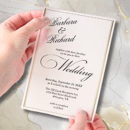 Moderne Minimal elegante Gold Frame Cover Hochzeit Pergament Einladungen