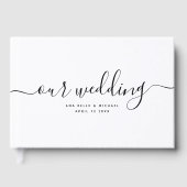 Moderne Minimal elegante, handgeschriebene Hochzei Gästebuch (Vorderseite)