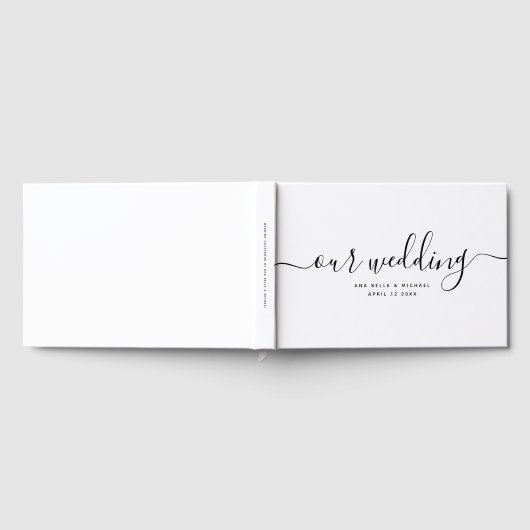 Moderne Minimal elegante, handgeschriebene Hochzei Gästebuch (Voll)