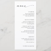 Moderne Minimal Elegante Hochzeit Menükarte (Vorderseite)