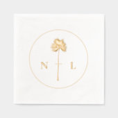 Moderne Minimal elegante Mongram Tropische Hochzei Servietten Mit Folie (Vorderseite)