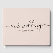 Moderne Minimal elegante Rosa-Hochzeit Gästebuch (Vorderseite)