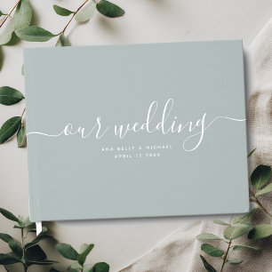 Moderne Minimal Elegante schicke Dusty Sage Weddin Gästebuch