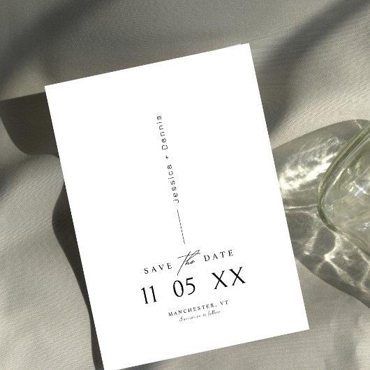 Moderne Minimal Elegante Script B&W Save the Date Einladung