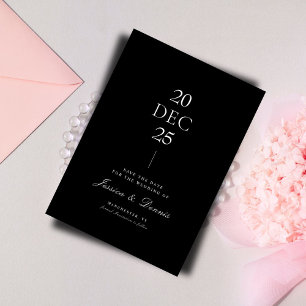 Moderne Minimal Elegante Script B&W Save the Date Einladung