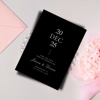 Moderne Minimal Elegante Script B&W Save the Date Einladung