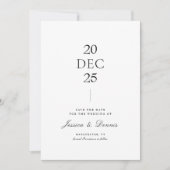 Moderne Minimal Elegante Script B&W Save the Date Einladung (Vorderseite)