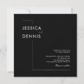 Moderne Minimal Elegante Script B&W Square Wedding Einladung (Vorderseite)