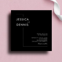 Moderne Minimal Elegante Script B&W Square Wedding Einladung