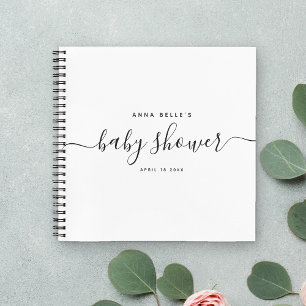 Moderne Minimal Elegante Script Baby Shower Guest Notizblock
